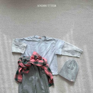 【and butter】ボタンワイドスウェットパンツ グレー 130cm