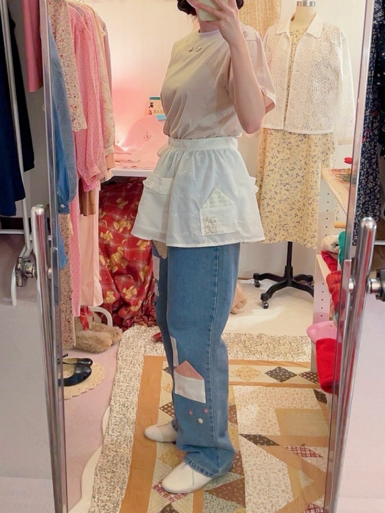 remake ✂︎ dwarf's house apron denim pants
