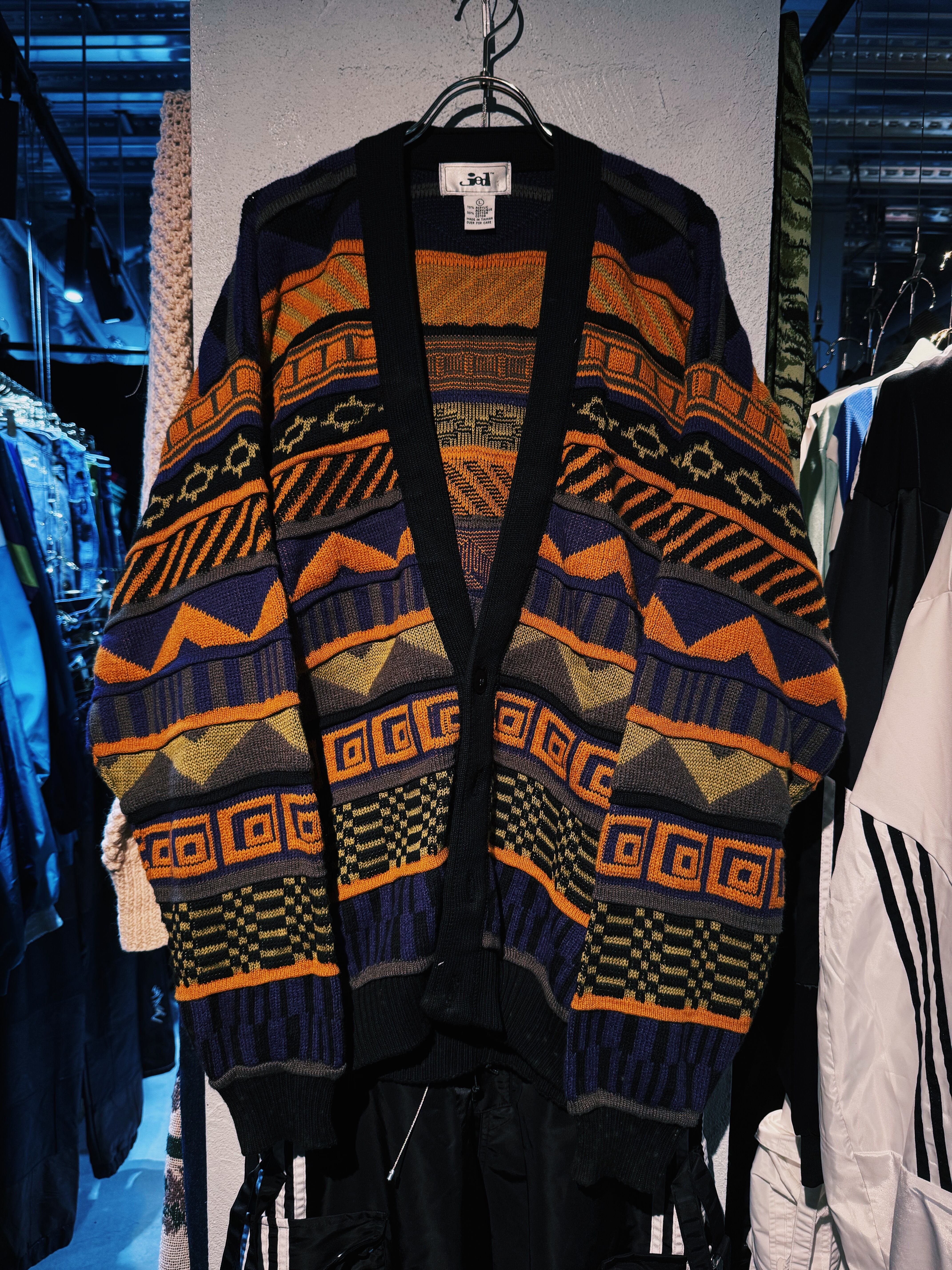 【D4C】Euro vintage mulch color 3D design knit cardigan