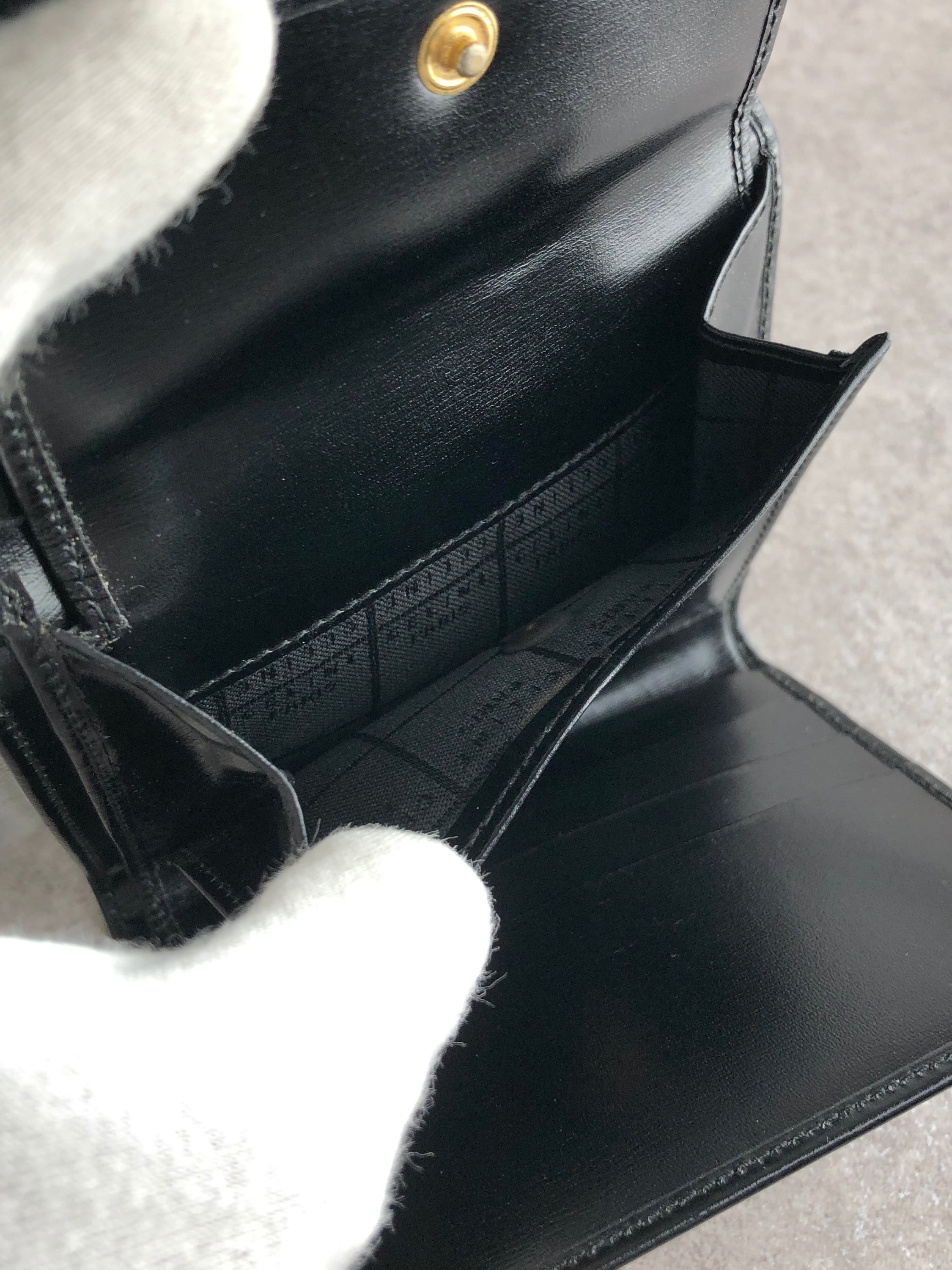 CELINE セリーヌ 財布 ブラック ガンチーニ レザー 3つ折り vintage