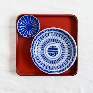 【Y再入荷】[NO.020] 印判 寿 小皿 大正(1枚)/ Stamp Longevity Plates  / Taisho Era