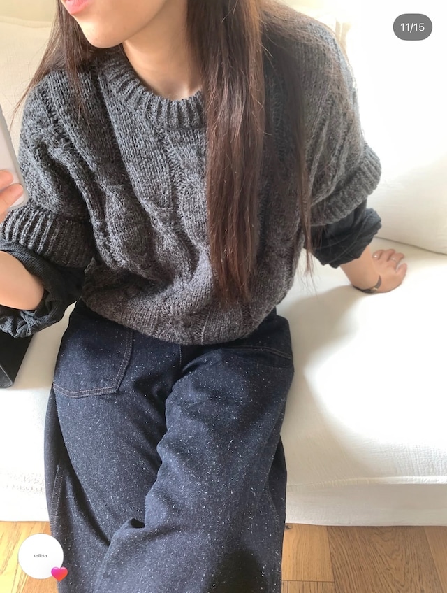 (予約) taffeta / Anna cable knit 2color