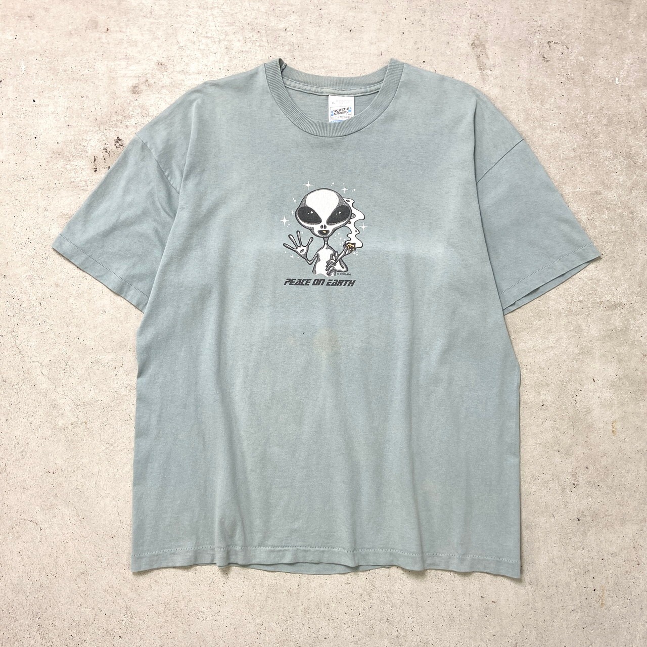90年代 PEACE ON EARTH エイリアン プリントTシャツ メンズXL 古着 90s 