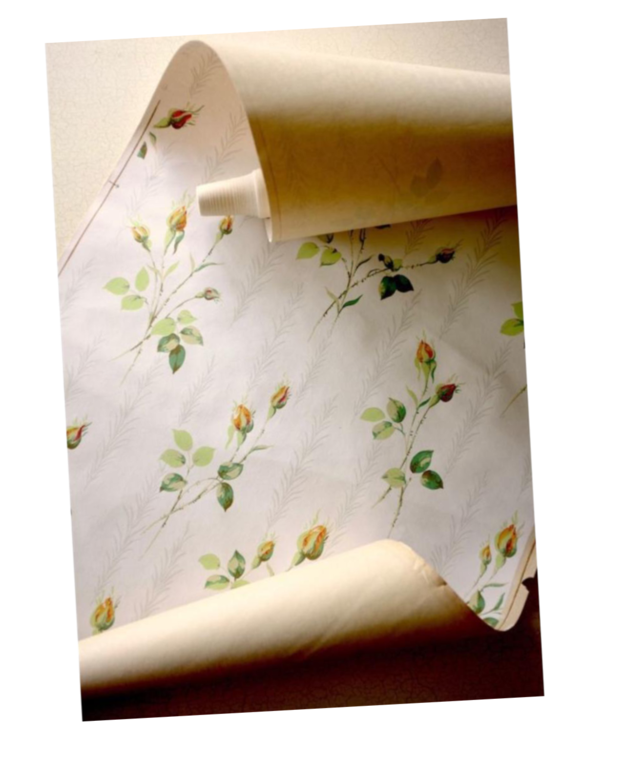 残2 30s フランス ハンドスタンプ 過去の旋律の薔薇 壁紙 56x50c アンティーク