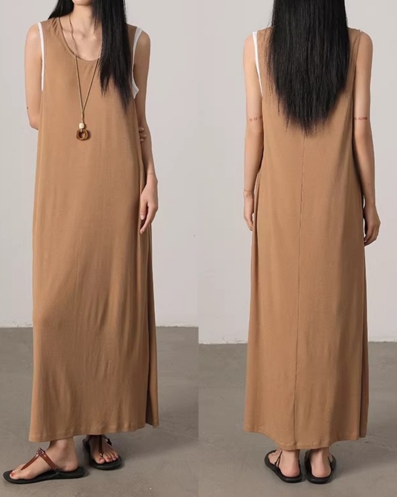 U-neck sleeveless maxi Dress L0070