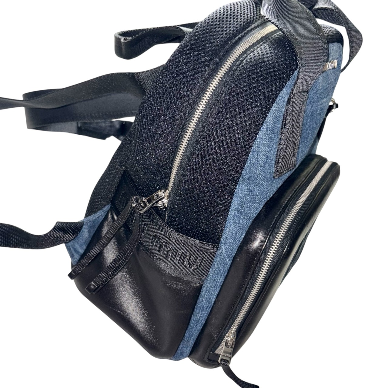 MIU MIU denim × mesh × leather backpack