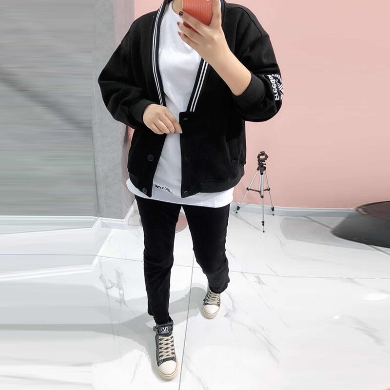 Vネックカーディガンオータムルーズコート ロング 大きめサイズ 秋物 ミックスインファッション86229744826