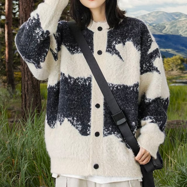 Round neck cardigan -1col- A0027