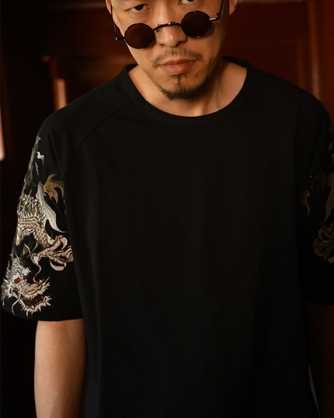 Double Dragon Embroidered  T-shirt 2color【G1013】