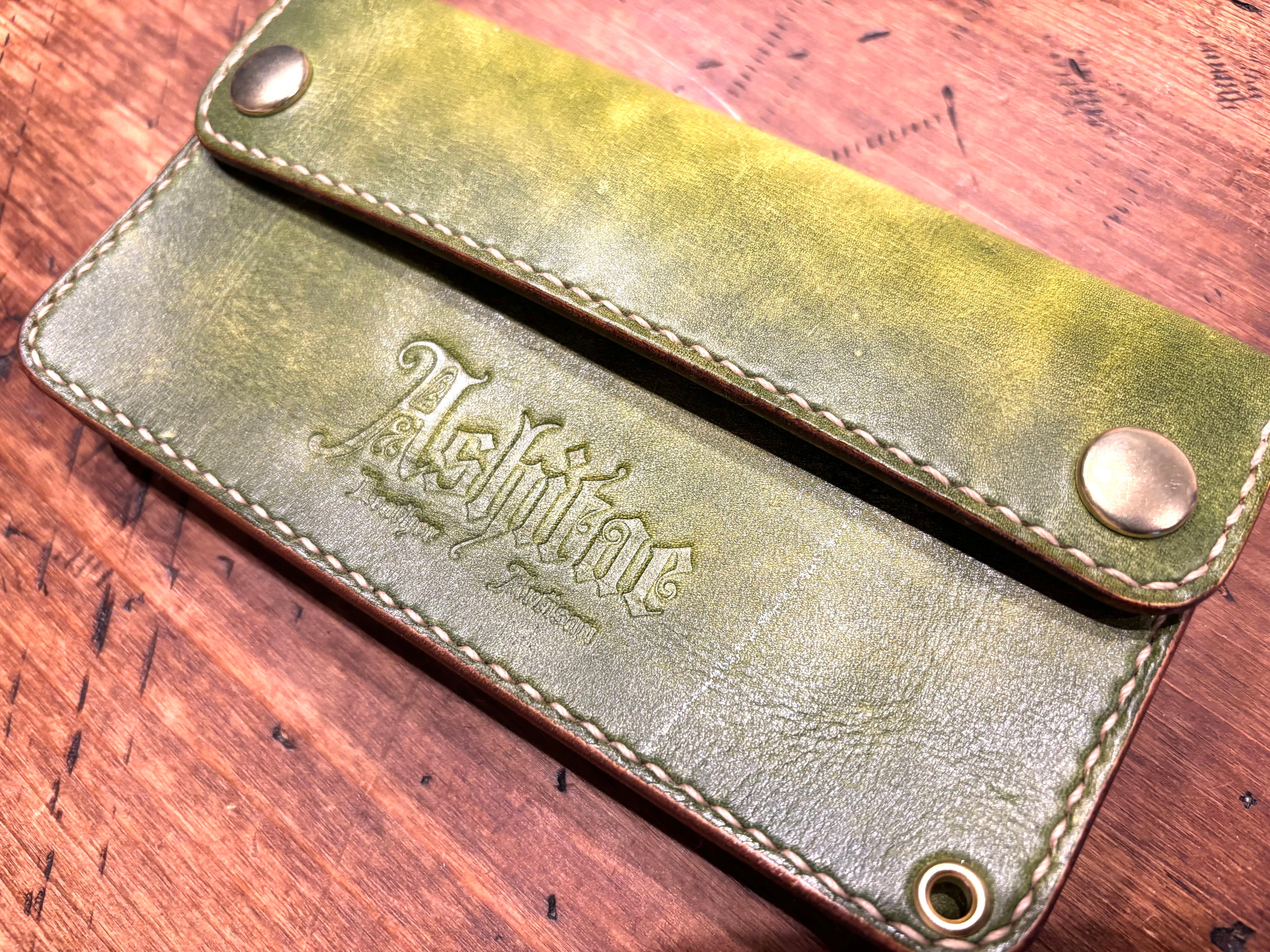 トラッカーウォレットTW01-GR 緑グリーン長財布本革