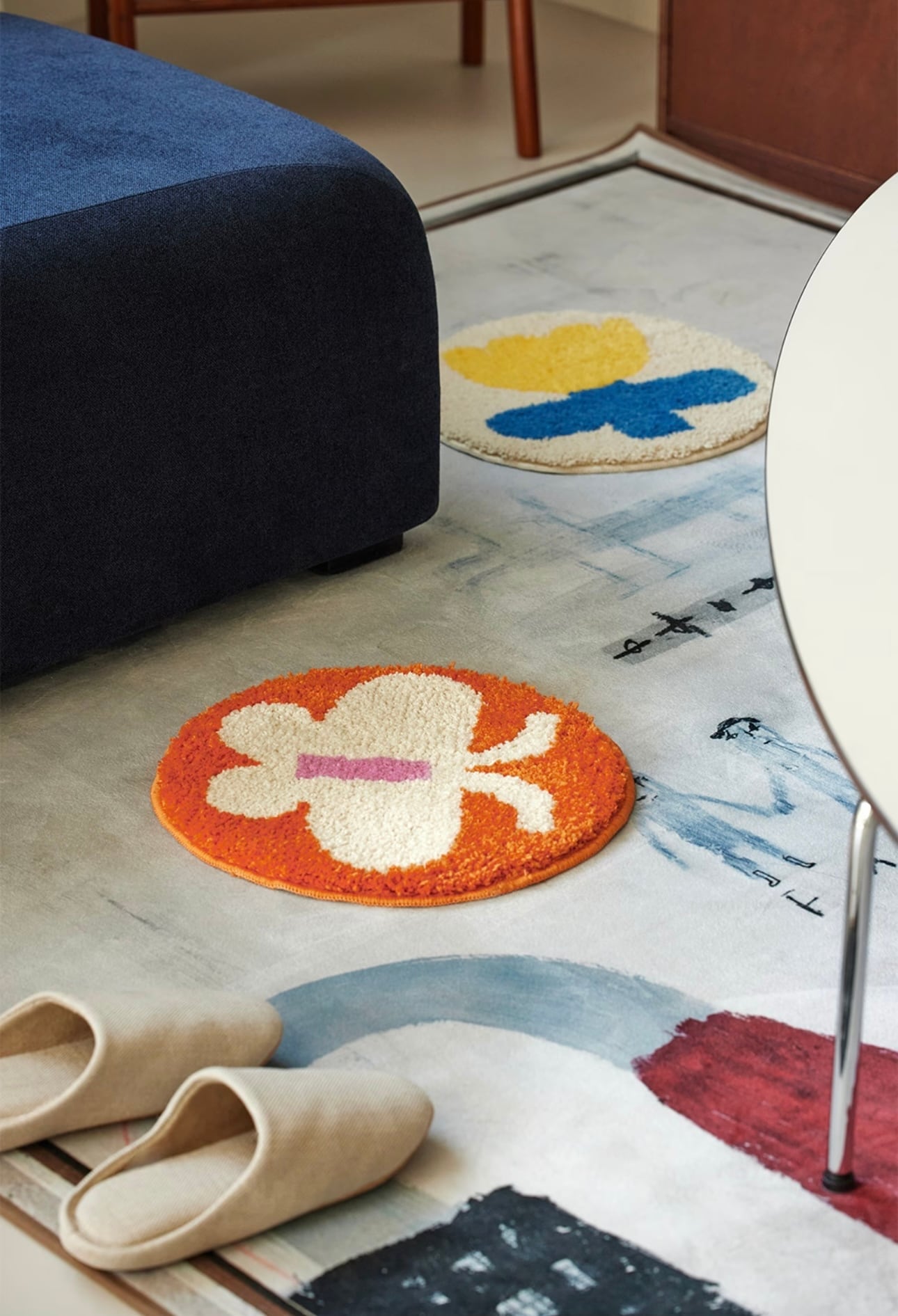 round rug 4types / ラウンドラグ ミニ カーペット トレー フットマット ナチュラル 北欧 韓国雑貨 | tokki maeul  (トッキマウル) / 韓国雑貨通販サイト