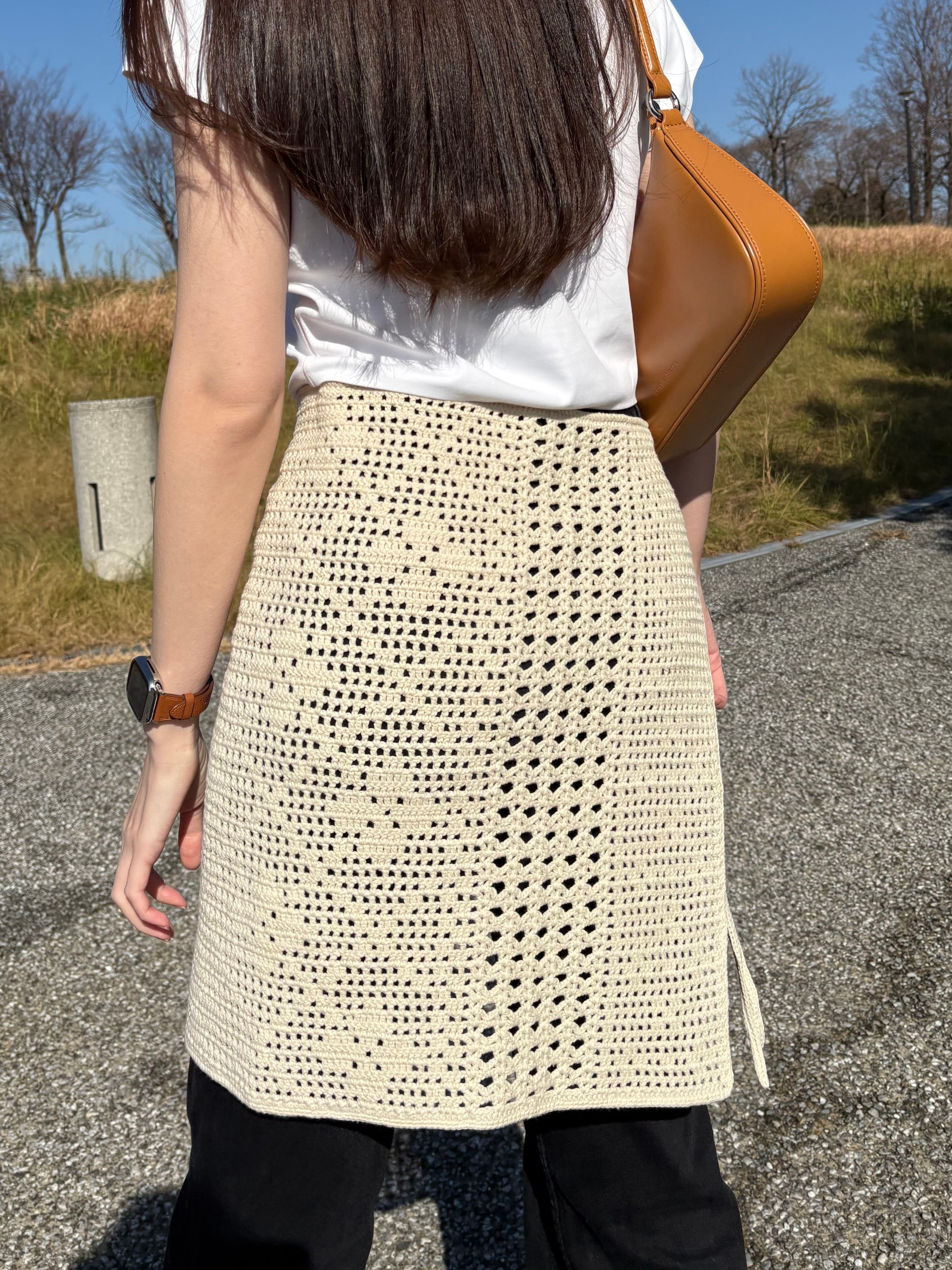 透かし模様の花柄ラップスカート｜natsuki knit.さんコラボキット