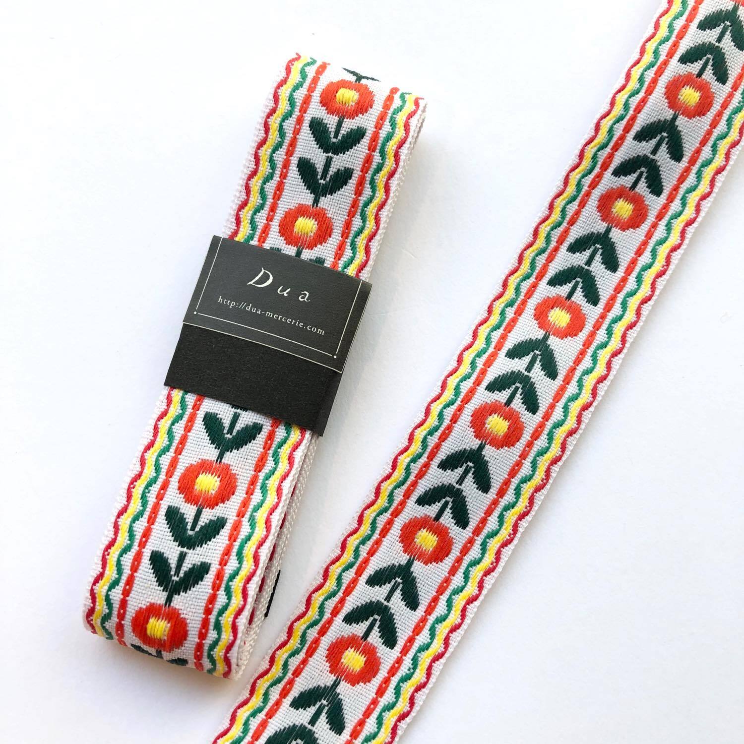 オレンジお花刺繍のチロリアンテープ（1mカット） | Dua-アクセサリー