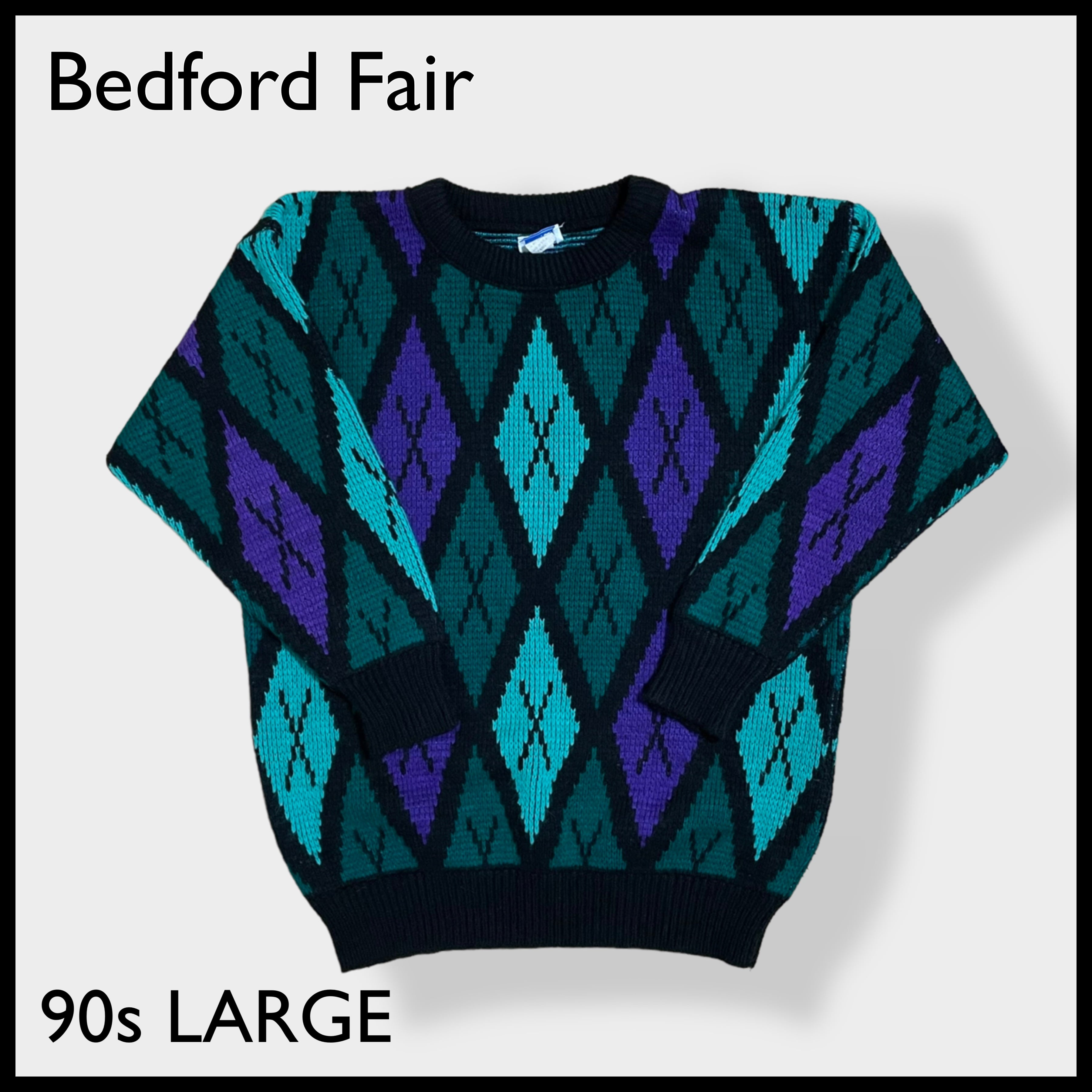 Bedford Fair】90s usa製 柄ニット デザインニット 総柄 柄物 個性的 ...