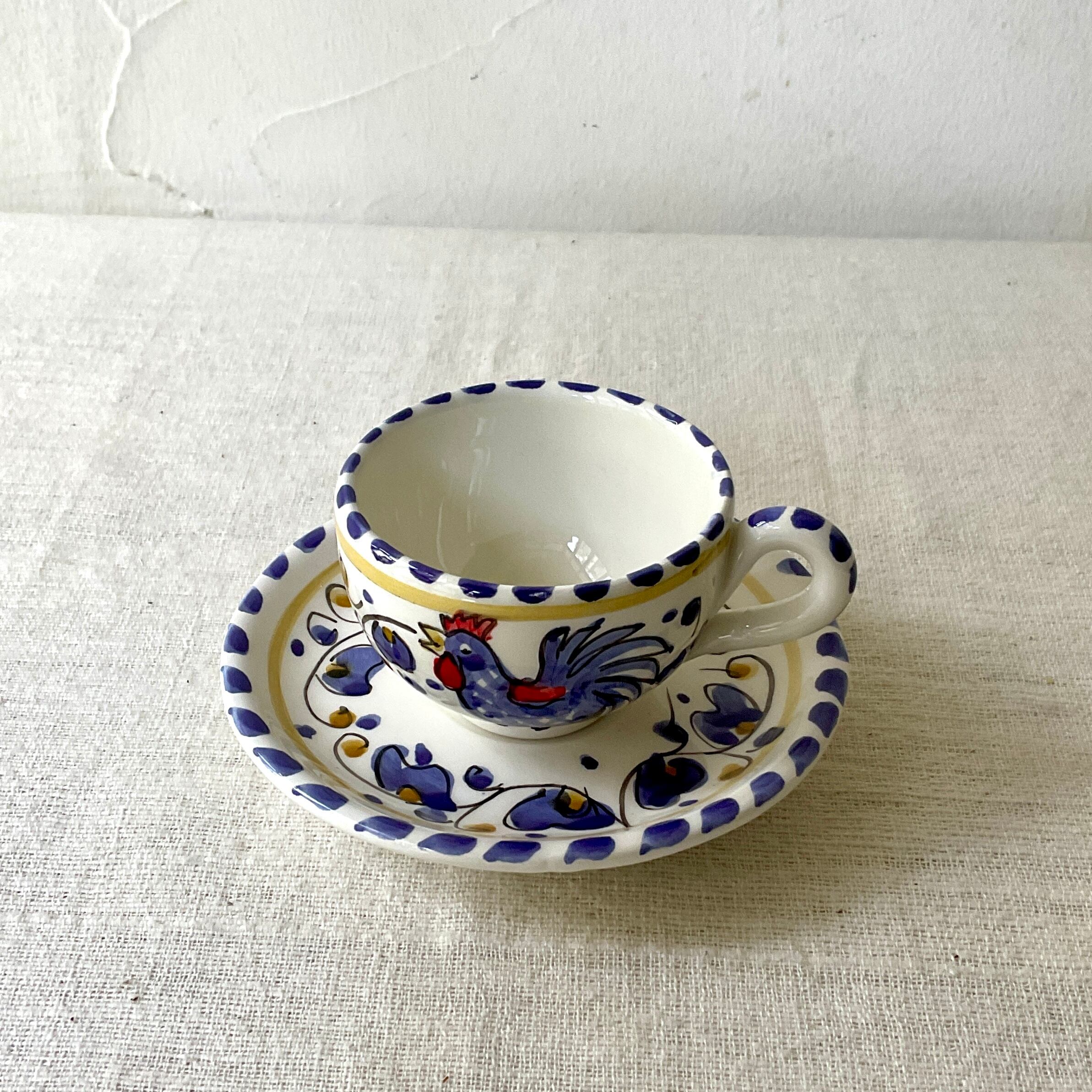 イタリア　陶器 イタリア陶器】デミタスカップ(ニワトリ・青) | 照明＆エシカルライフ