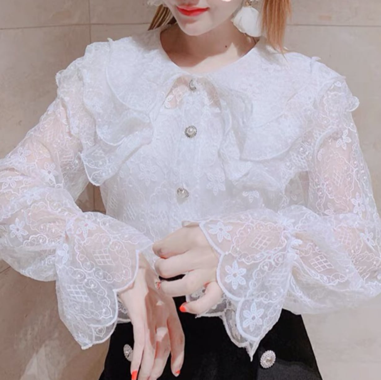 白 ブラウス レース トップス | LOVEYsmileSHOP