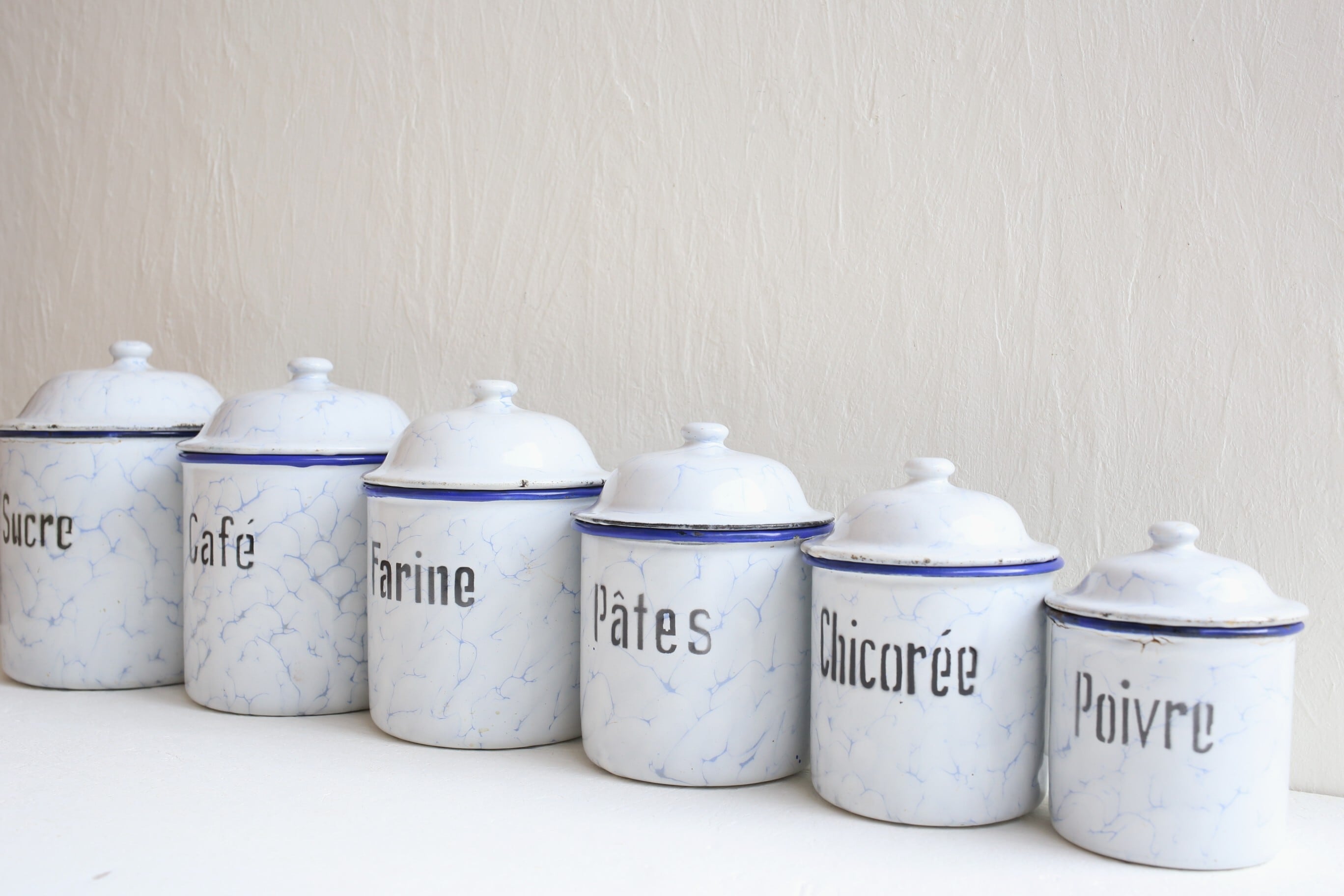 フランス アンティーク ホーロー キャニスター 6個セット N-06129