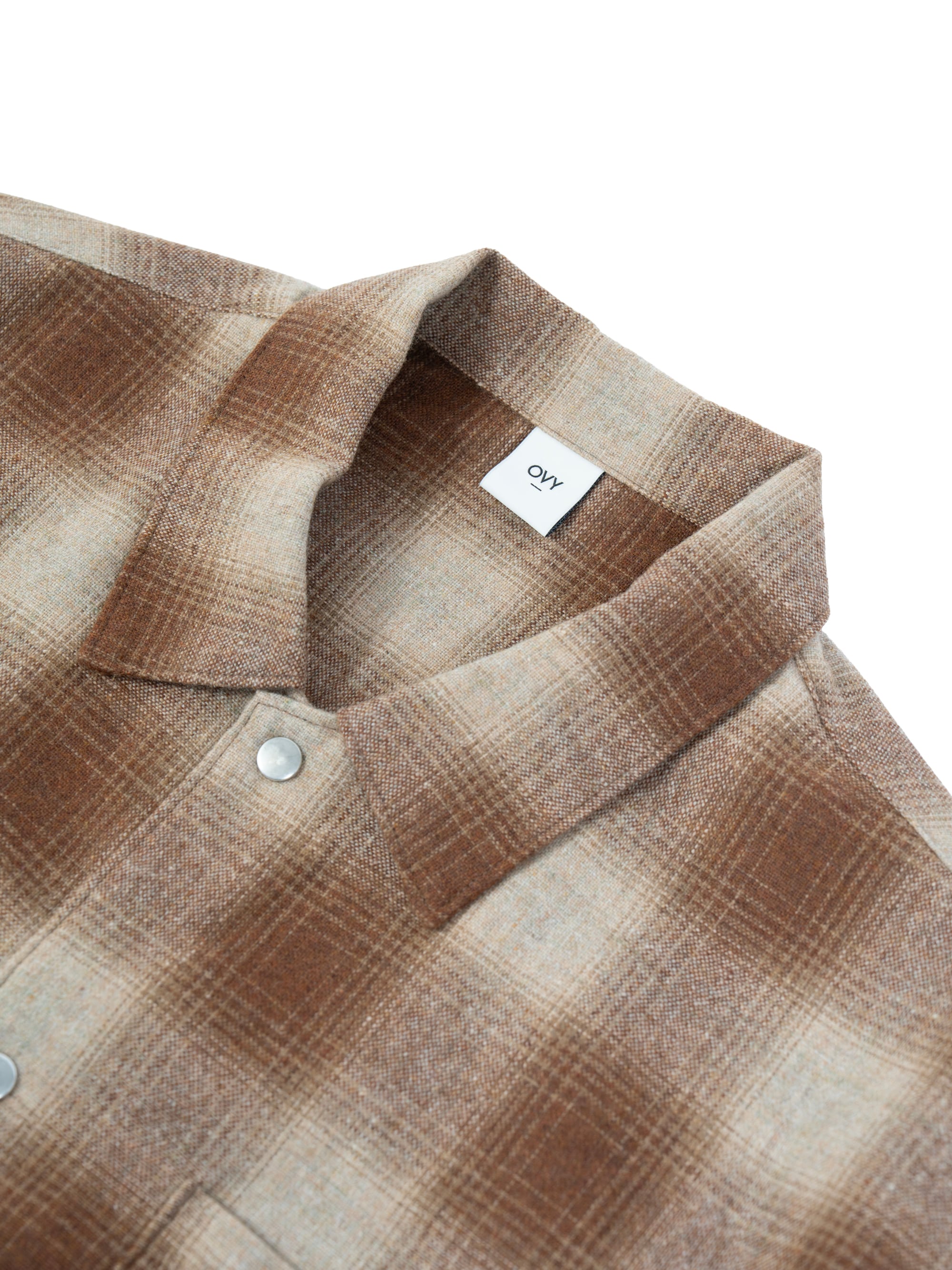 Ombre Check Shirt Jacket (beige×brown) | OVY
