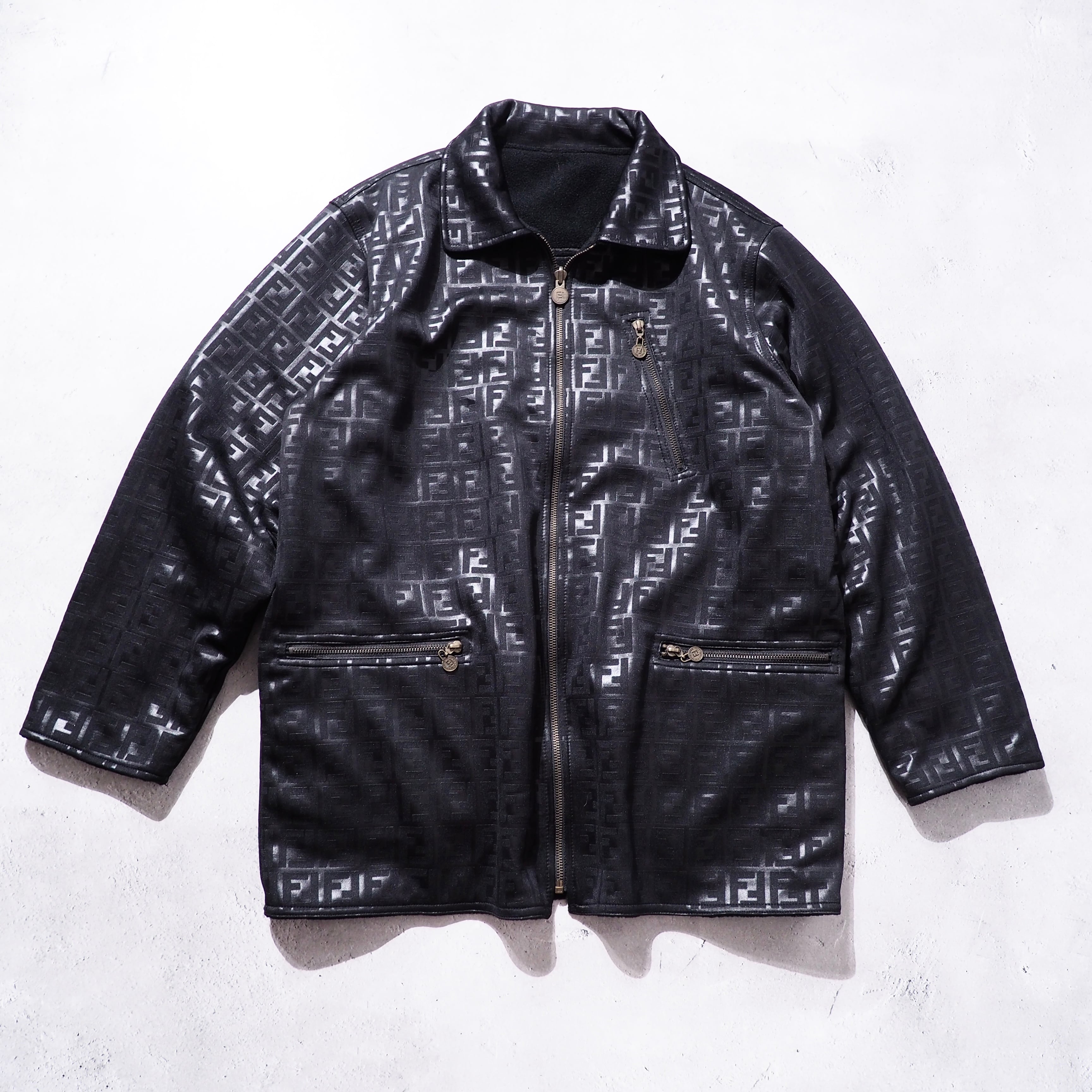Old FENDI ” zucca pattern × fleece vintage reversible jacket
