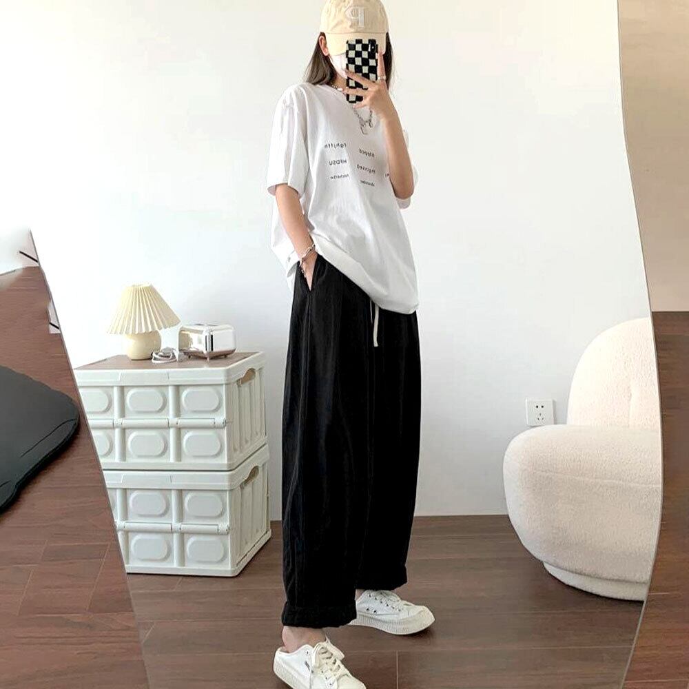 ハイウエスト ワイドパンツ レディース 韓国 春秋 リラックス 大人 きれいめ シンプル おしゃれ カジュアル ウエストゴム ゆったり イージーパンツ 大人可愛い 大人女子