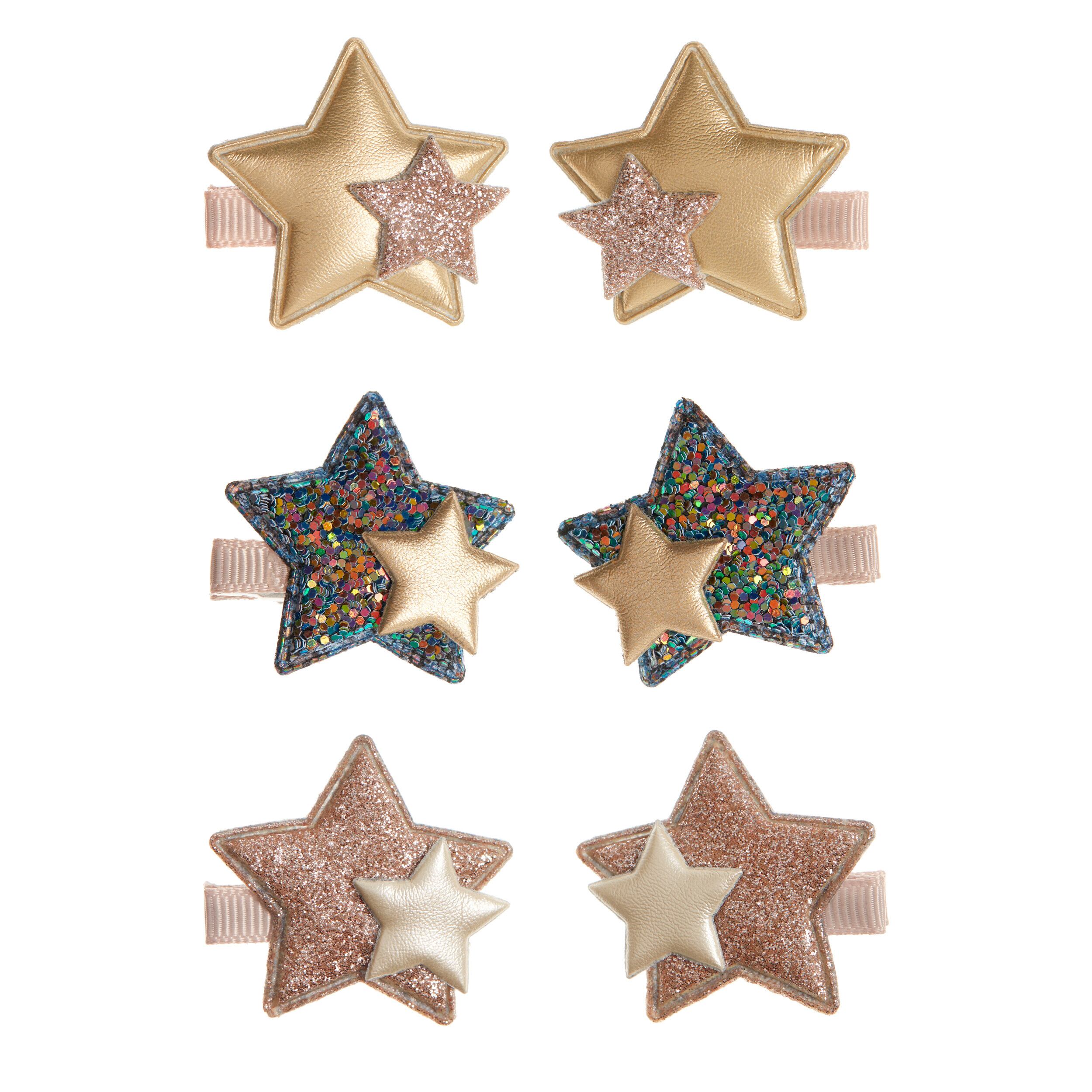 Sparkle layered star mini clips_112100 99