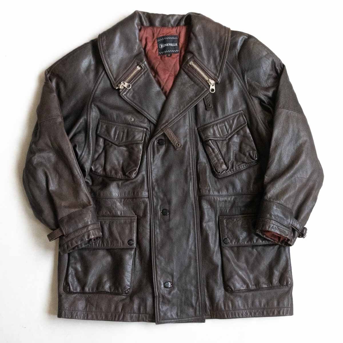 80S/MASSIMO OSTI】BONEVILLE【80s レザー ジャケット】46 80S/MASSIMO OSTI】BONEVILLE【80s レザー ジャケット】46