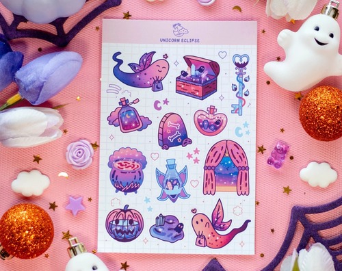 ハロウィン好きのステッカーシート　Halloween Forever Sticker Sheet【Unicorn Eclipse】[UE-17s]