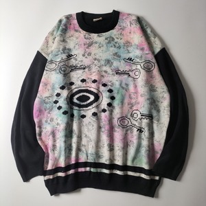 トルコ製 MOTIF TRIKO 鍵 総柄 ぼかし ニット ユニセックス