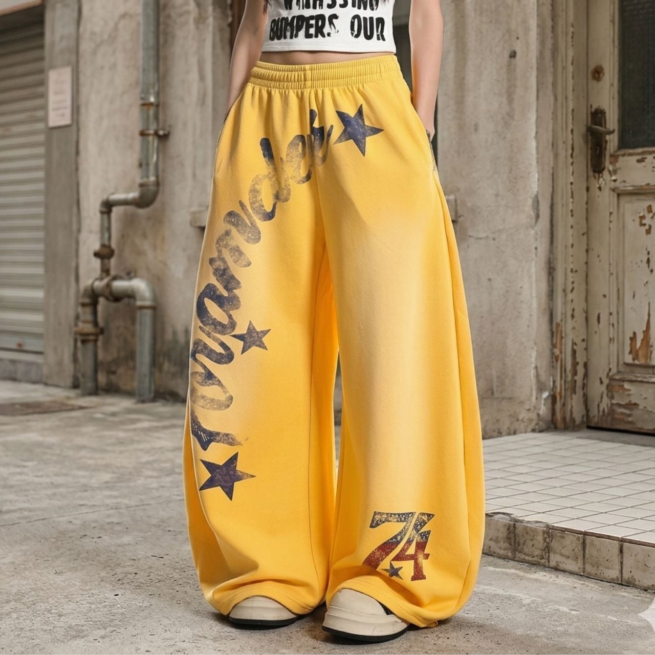 スターロゴグラフィックワイドラインスウェットパンツ 2col R02101