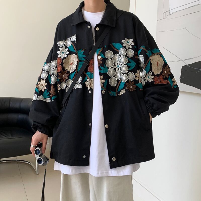 サブカル 服 地雷系 通販 メンズ ジャケット 花柄 オーバーサイズ