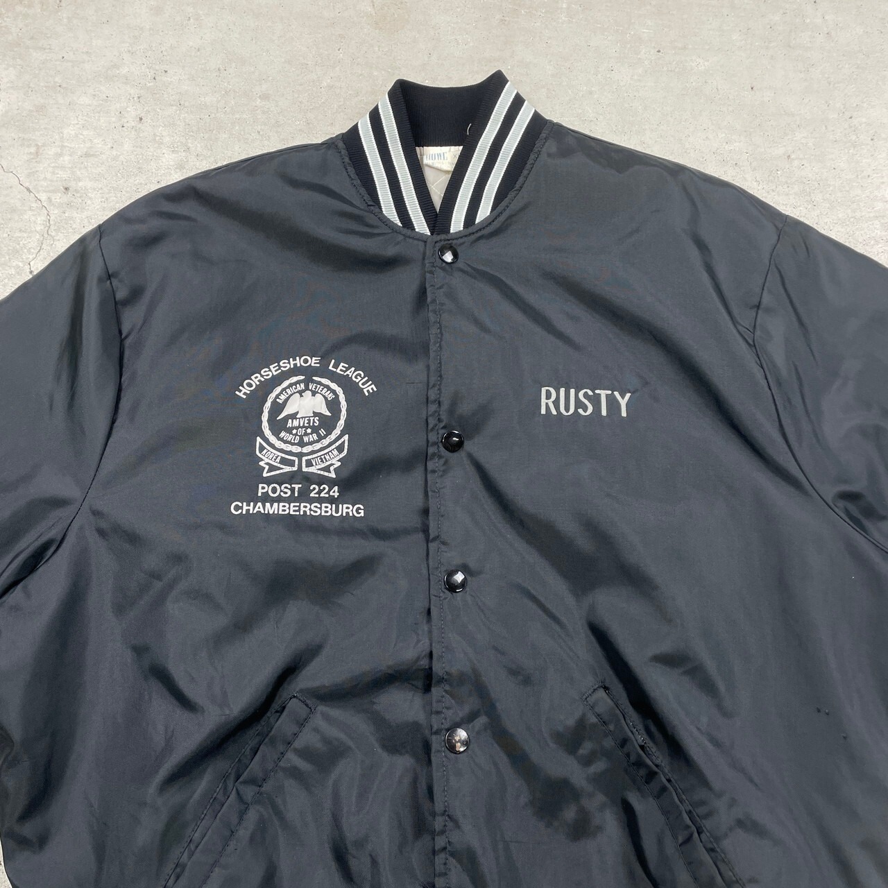 90年代 USA製 HOWE ナイロン スタジャン チームロゴ キルティング 