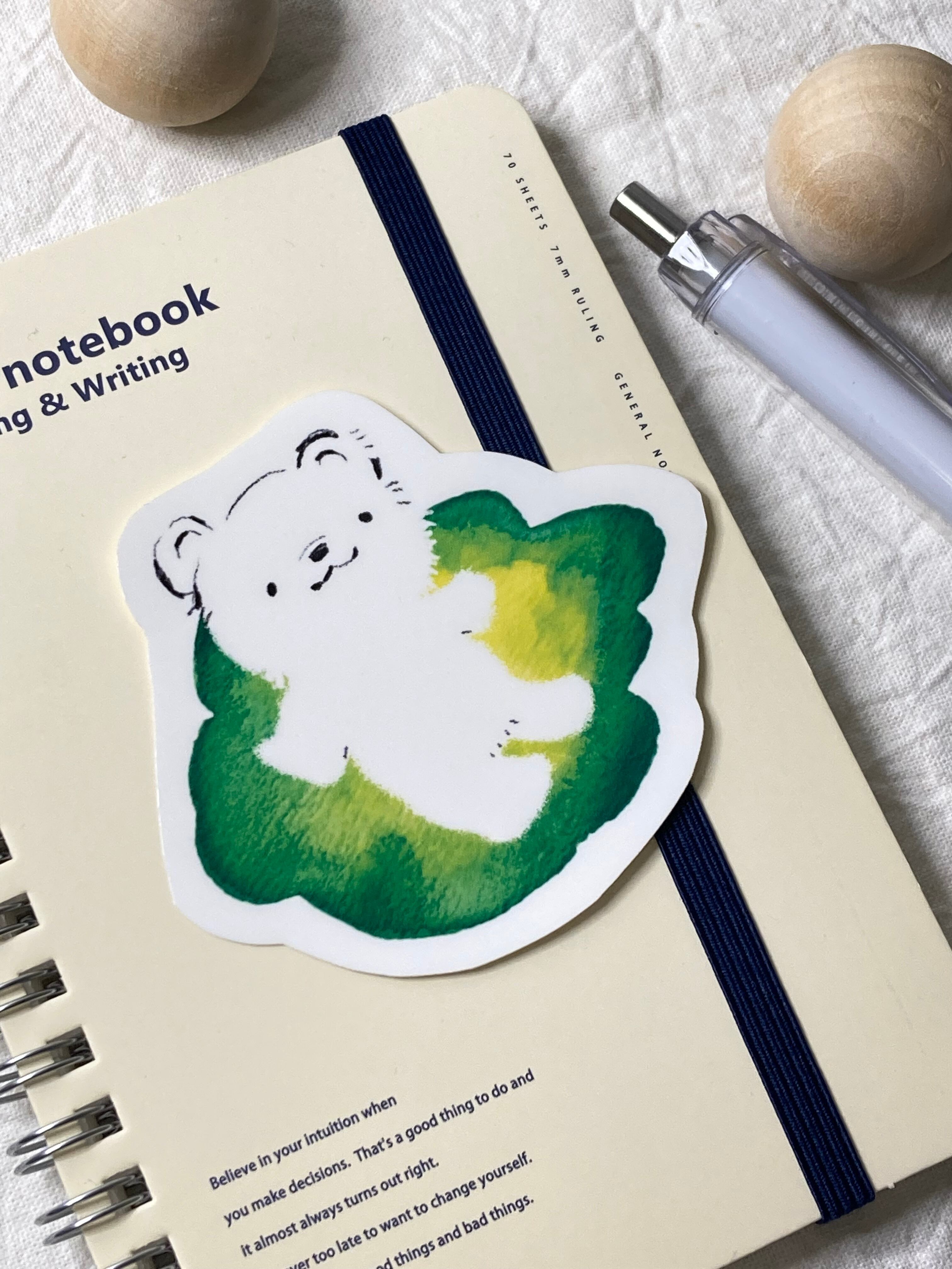 白くまステッカー◎葉っぱ舟