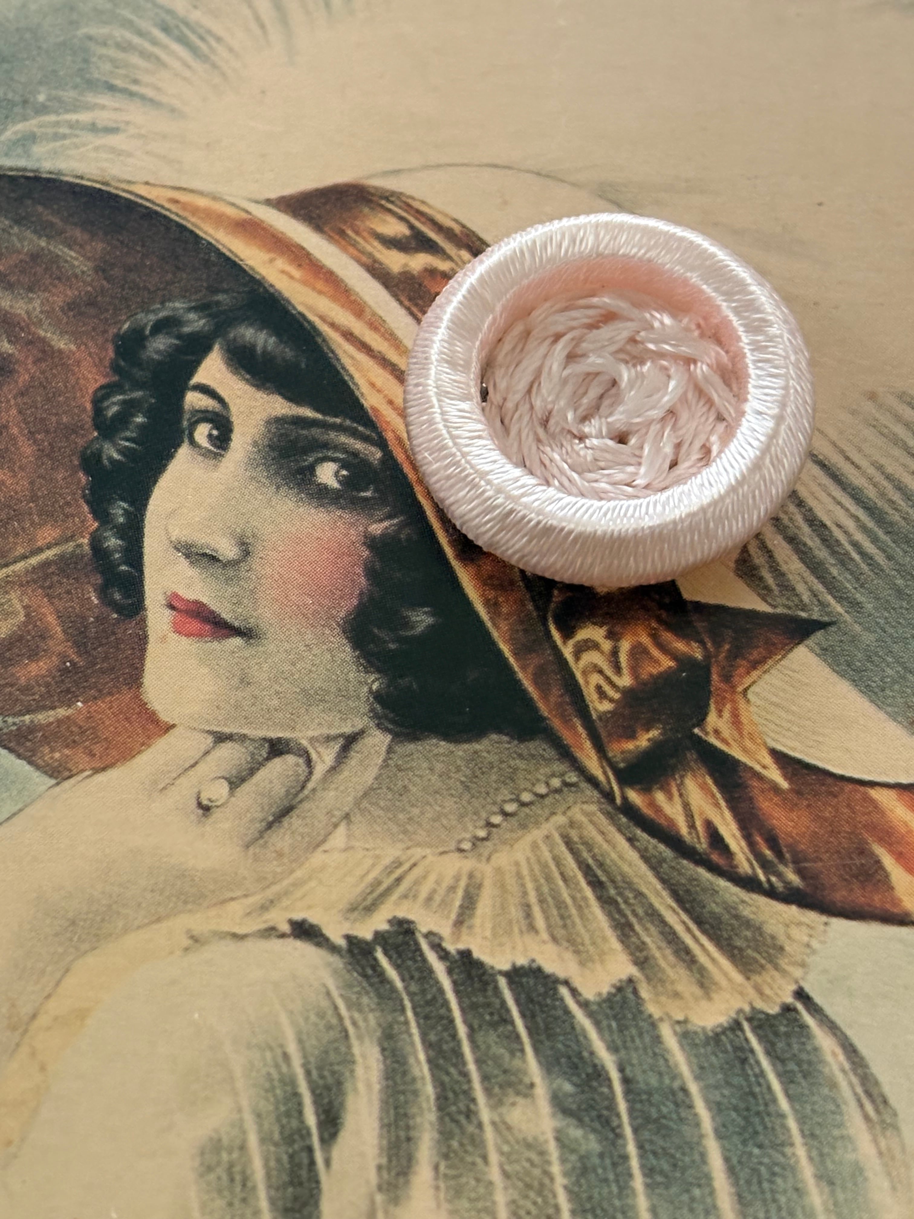 24mm Japanese Vintage ボタン コードボタン ピンク デッドストック アクセサリーパーツ 装飾材 カルトナージュ