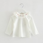 カラフル刺繍のラウンドカラートップス（ホワイト）