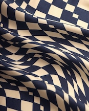 WV / Checkerboard Scarf - Navy x Ivory