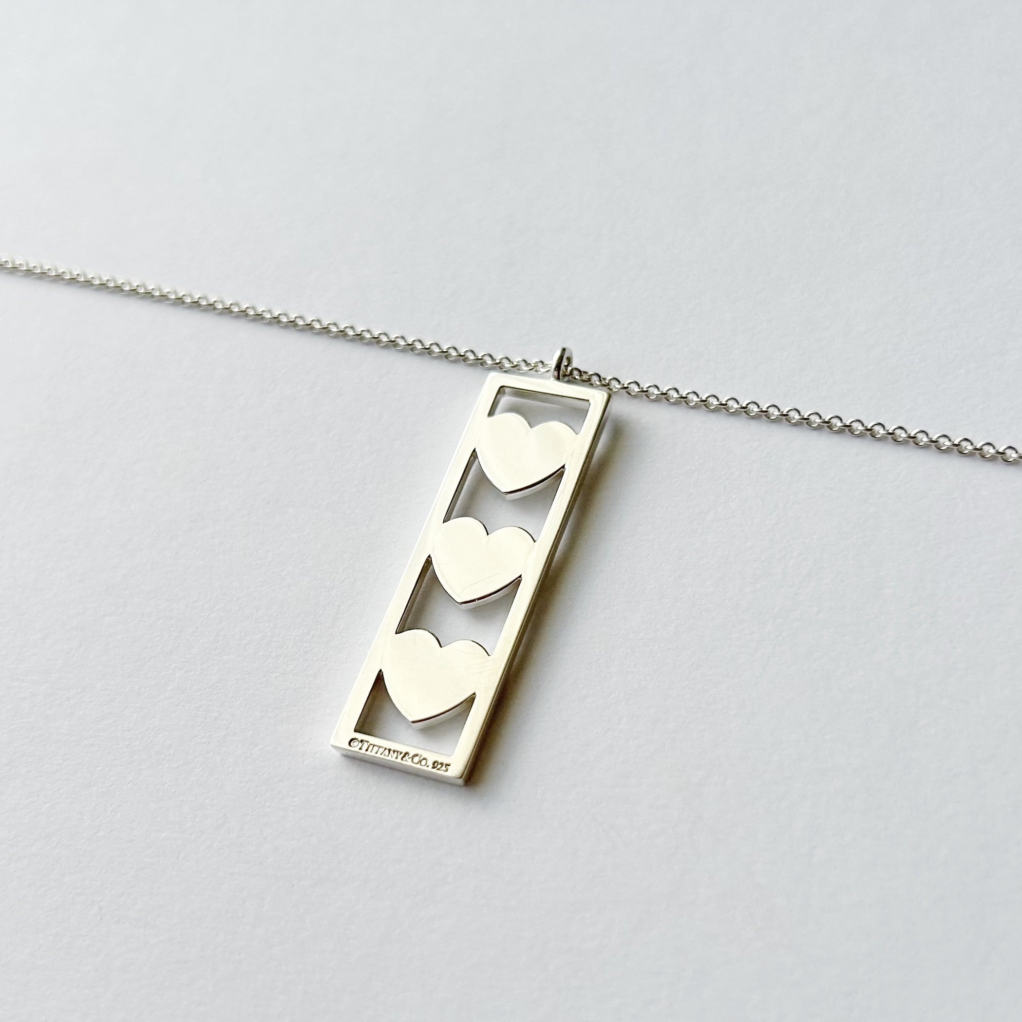 希少！ティファニー　ネックレス　2点セット T7159】Tiffany&Co. triple heart plate necklace/silver925