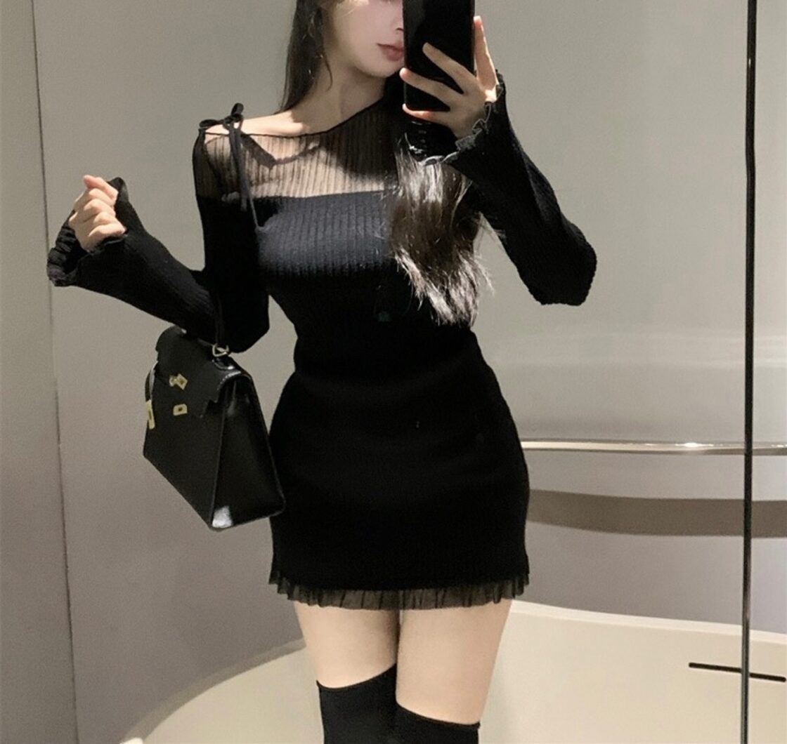 flamingo firm フラミンゴ リブ編みオフタートルニット スカート  