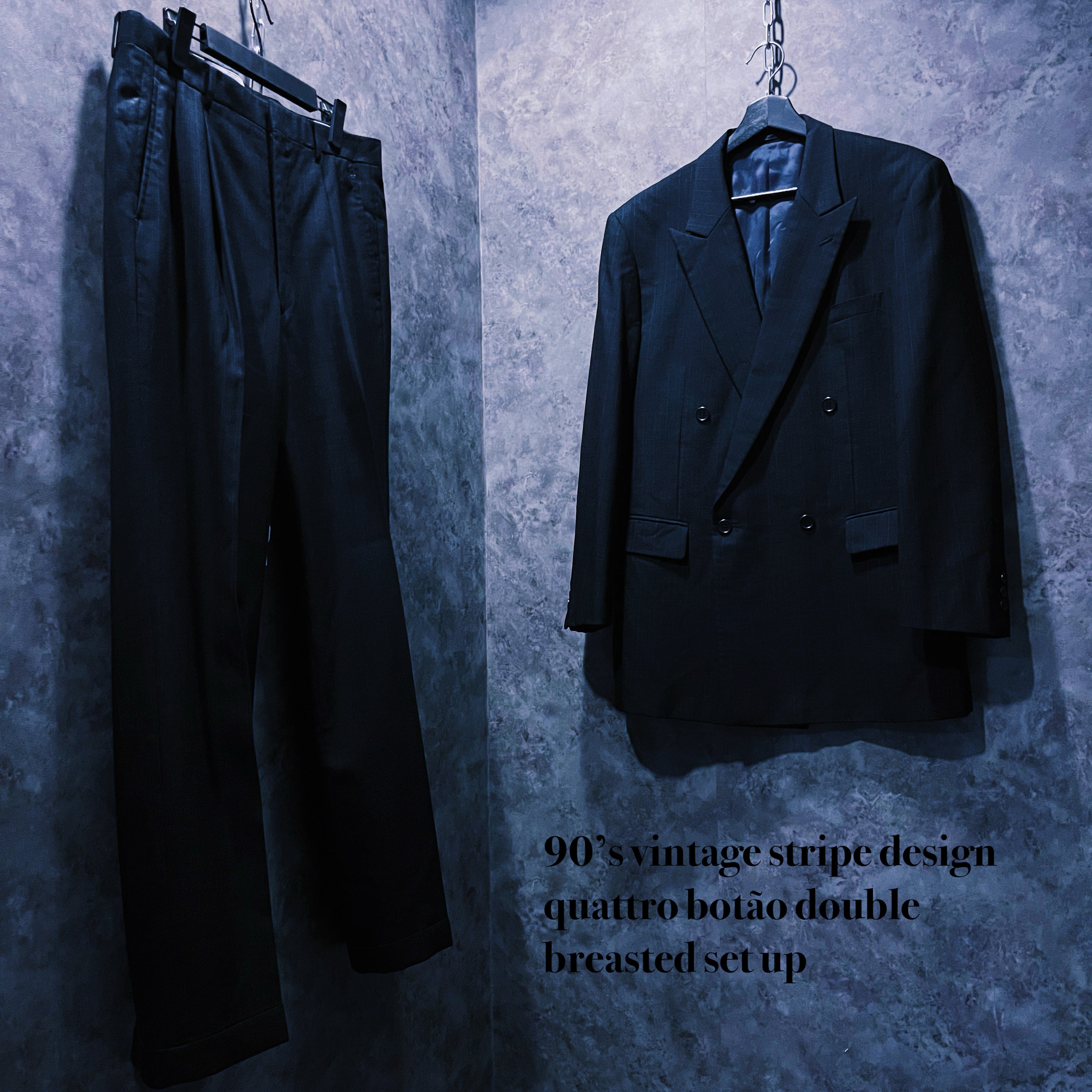 【doppio】90’s vintage stripe design quattro botão double breasted set up