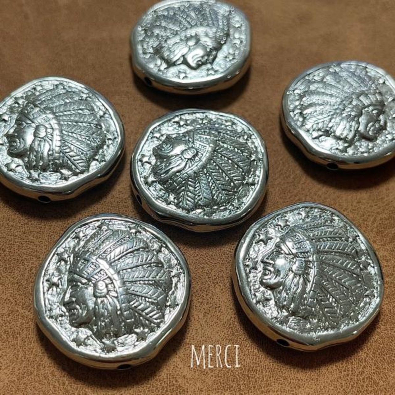 【4個】メタル風インディアンサークルビーズ/スペーサ ー/CCB