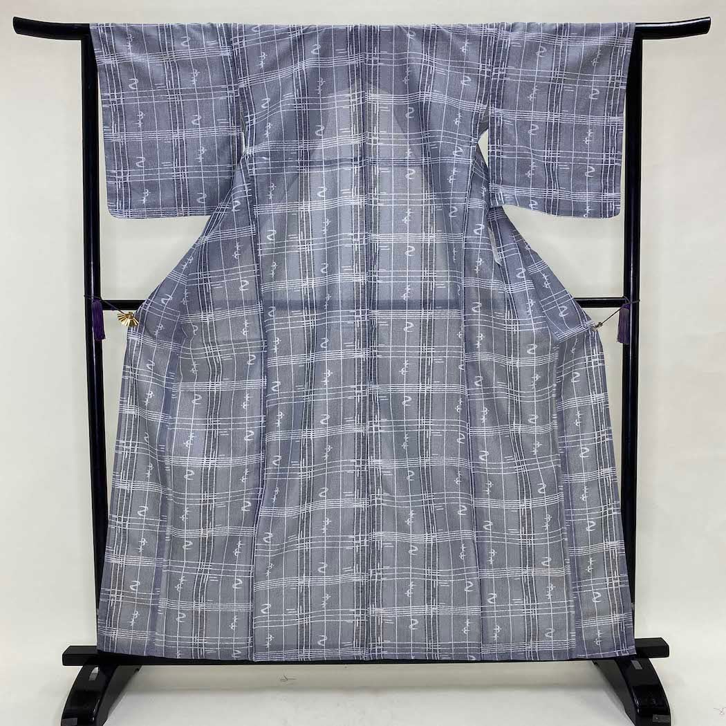 新品 小紋 絽 夏用 夏物 市松模様 花柄 お洒落着 普段着 ポリエステル 裄66cm 身丈160cm 洗える着物 M サイズ 1372 | 中古着物・リサイクル着物から新品着物の通販ショップ|【公式サイト】祥美苑 powered by BASE