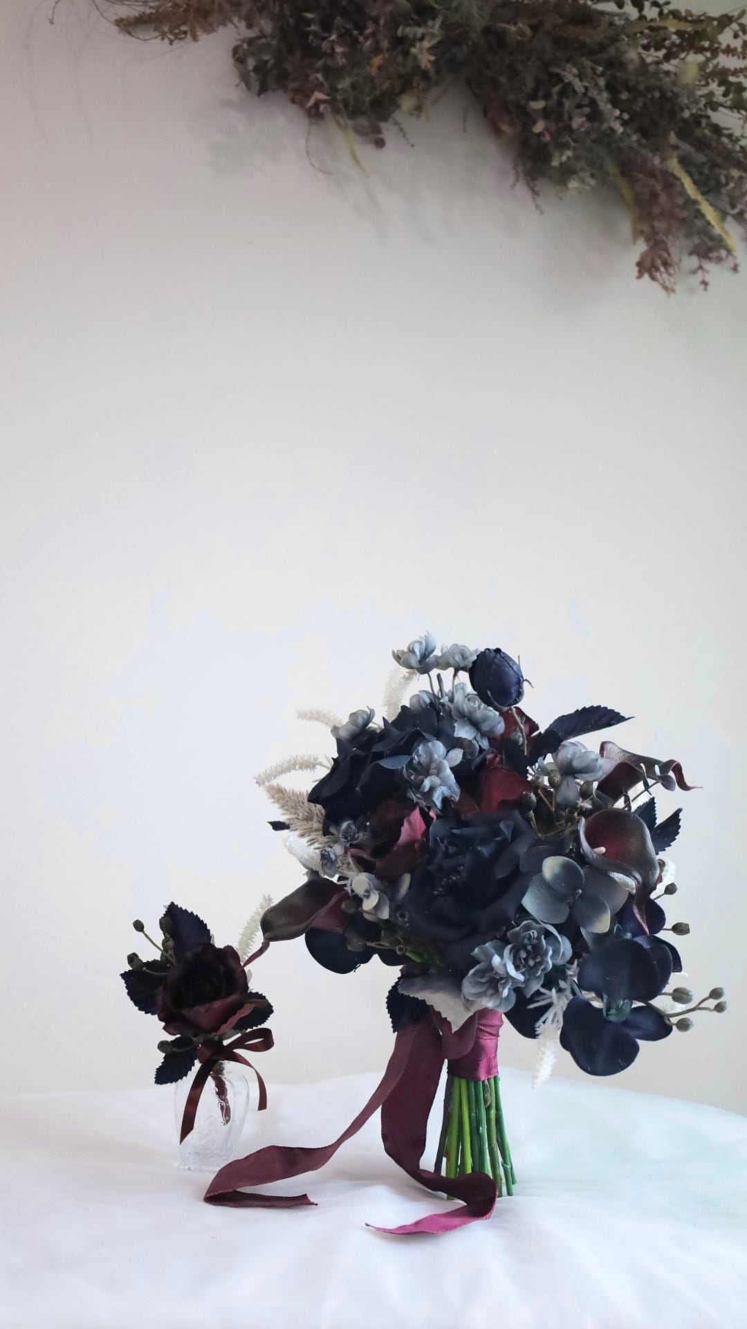 クラッシーブラックブーケ ウェディングブーケ ブートニアセット クラッシーブラックブーケ ウェディングブーケ ブートニアセット