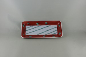 水玉文様　長角皿