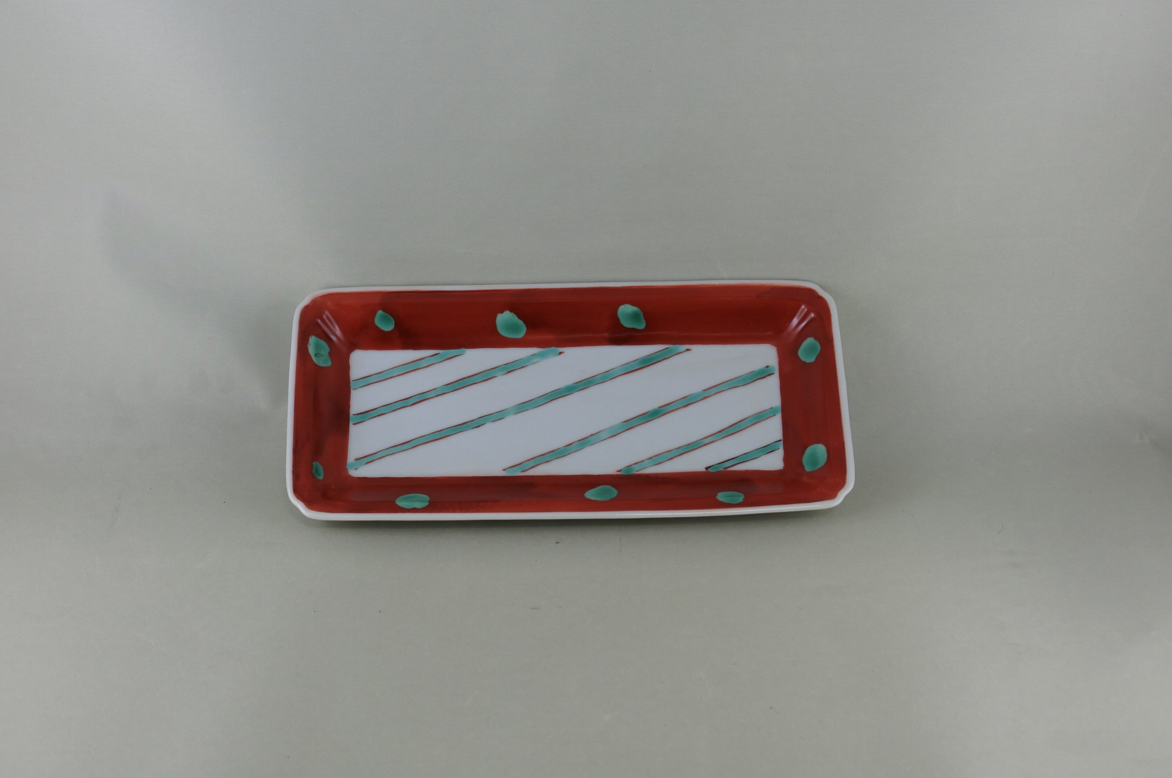 水玉文様　長角皿