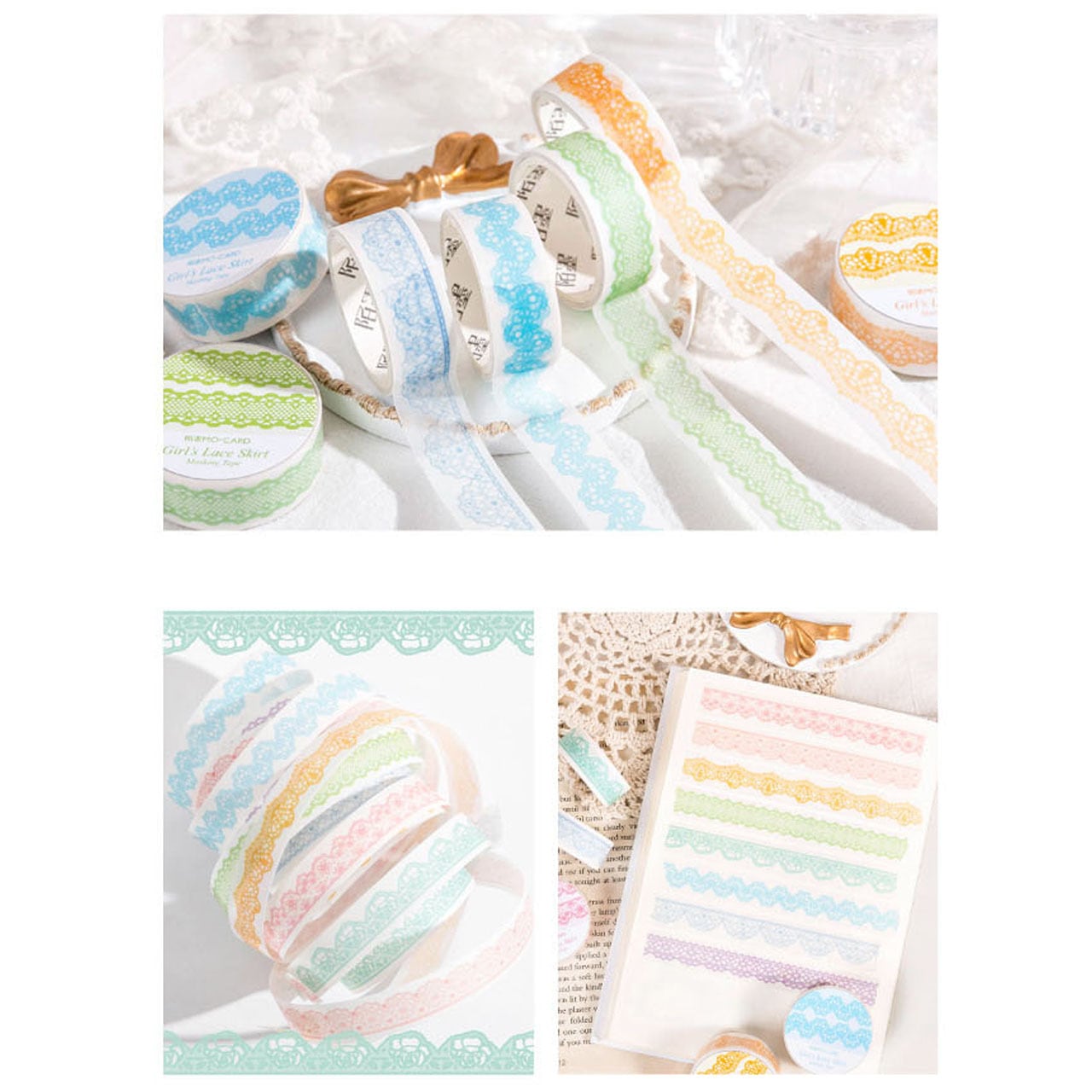 Girls Lace Skirt レースマスキングテープ 绀青 | KakeraBOX