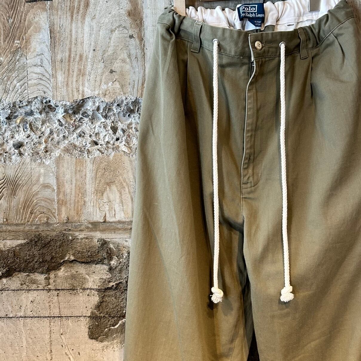 USED ITEM】 ポロラルフローレンウエストゴムリメイクチノ( OLIVE
