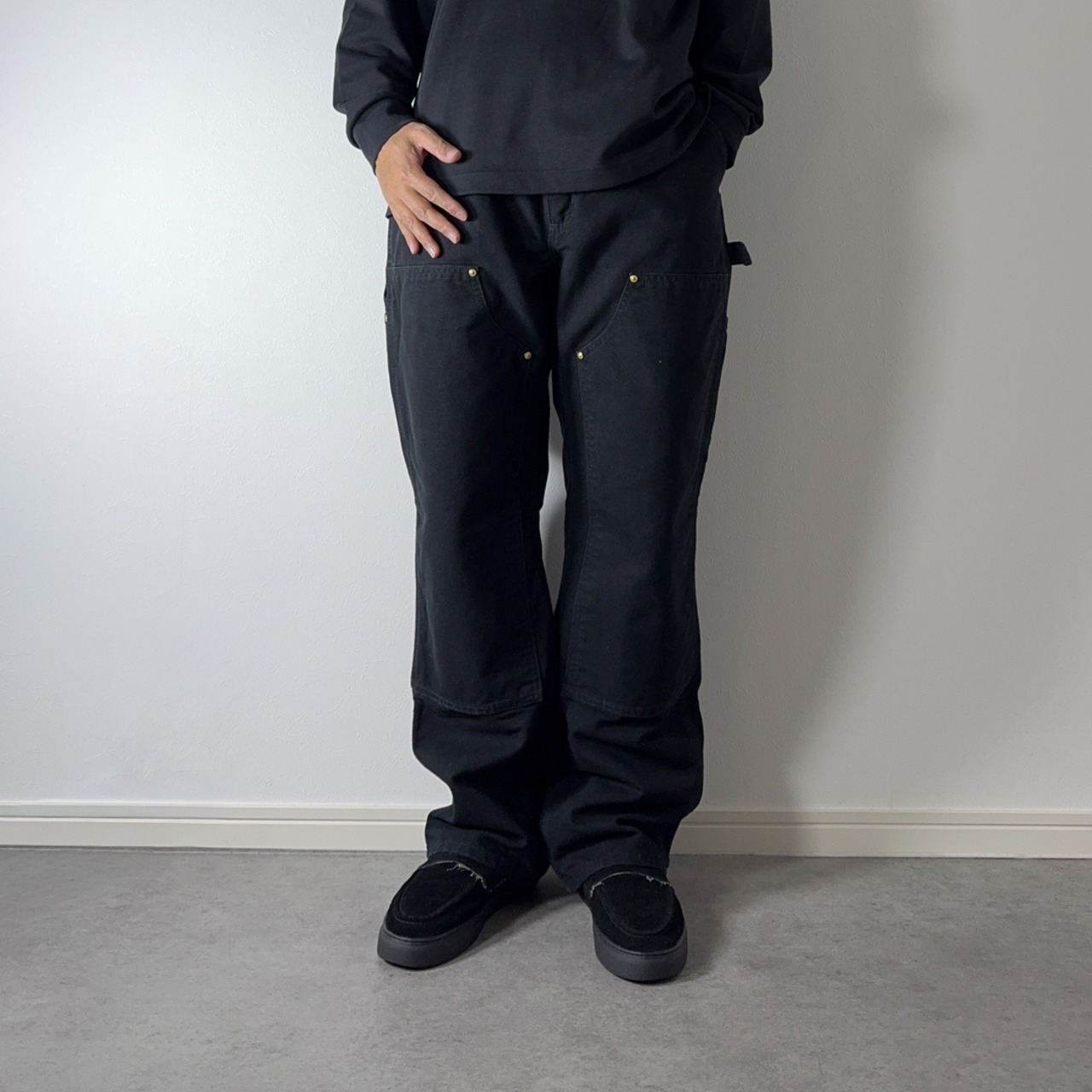Carhartt double knee painter pants black "made in USA" W34L30 古着 - 16