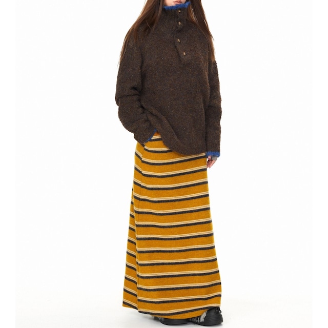 ラインボーダーストレートロングスカート R01292