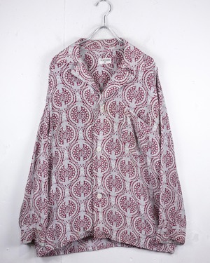 【Caka act2】40's〜50's Oriental Pattern Vintage L/S Open Collar Shirt