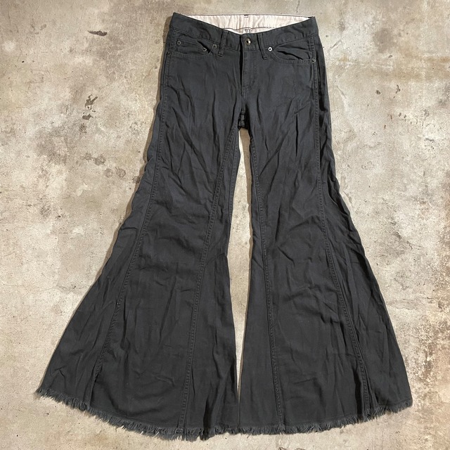 〖vintage〗cotton linen Hakama bellbottom pants/コットン リネン 袴 ベルボトム パンツ/ssize/#0703/osaka