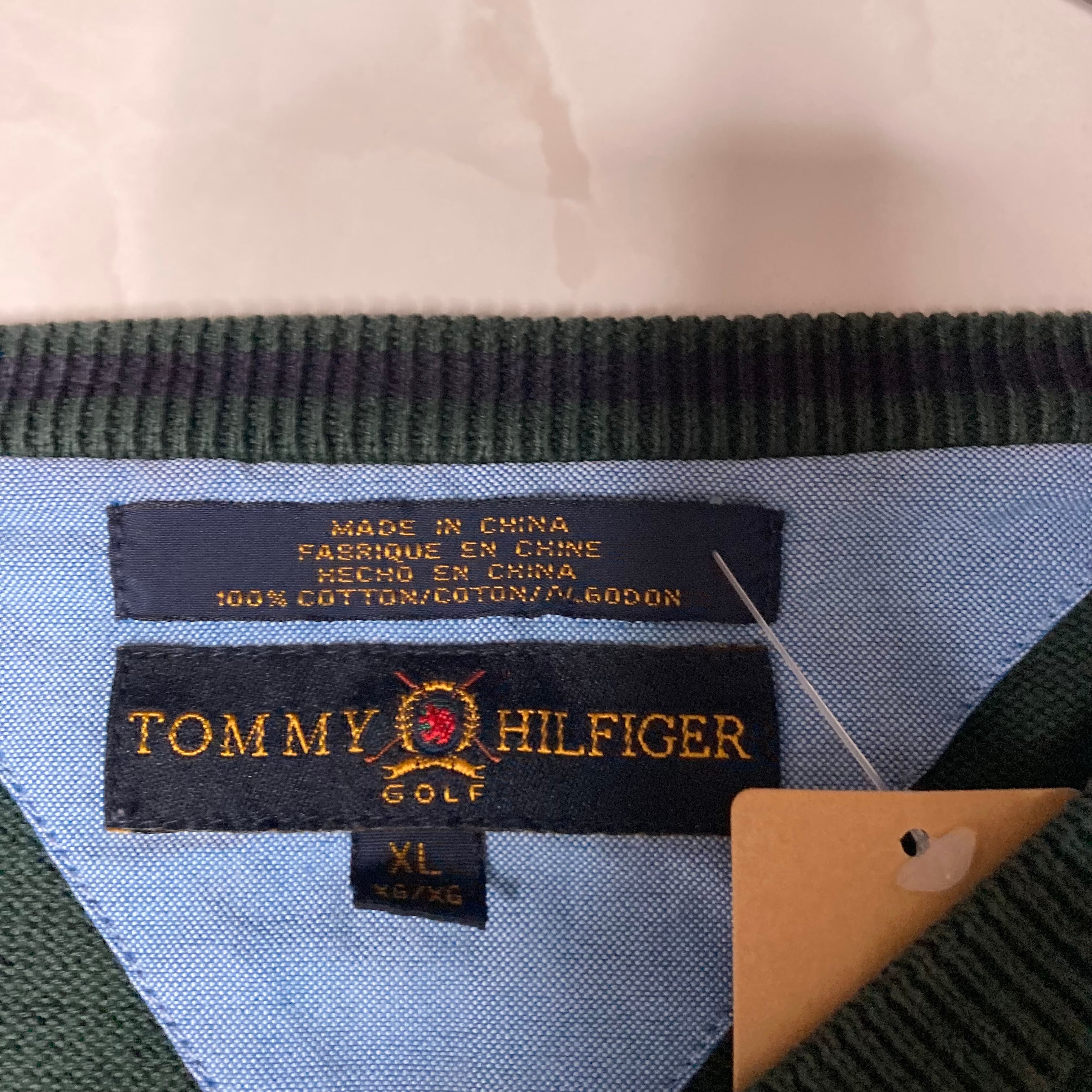 TOMMY HILFIGER ニット XL 刺繍 コットン100% | 古着屋OLDGREEN